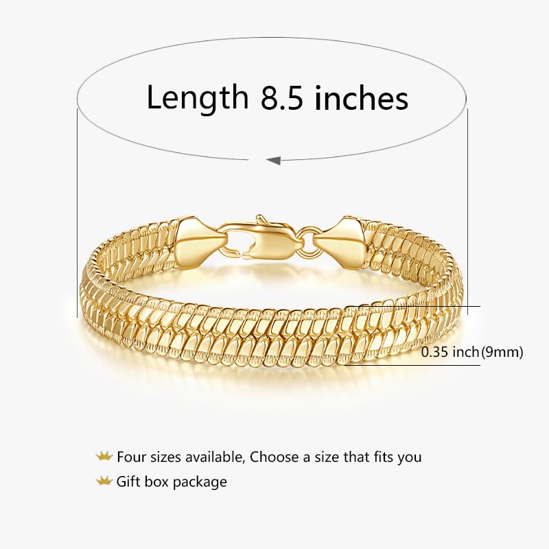14K Gold Bracelets for Women Non Tarnish Men Bracelet Snake Chain Bracelet Sleek Gold Bracelets for Men Gold Jewelry Gifts 7/7.5/8/8.5 inches