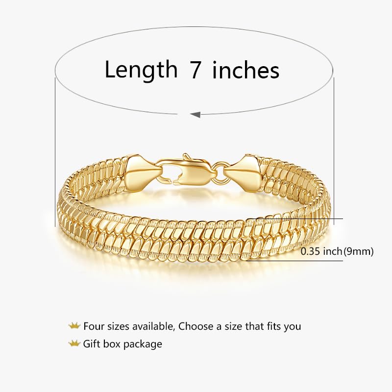 14K Gold Bracelets for Women Non Tarnish Men Bracelet Snake Chain Bracelet Sleek Gold Bracelets for Men Gold Jewelry Gifts 7/7.5/8/8.5 inches