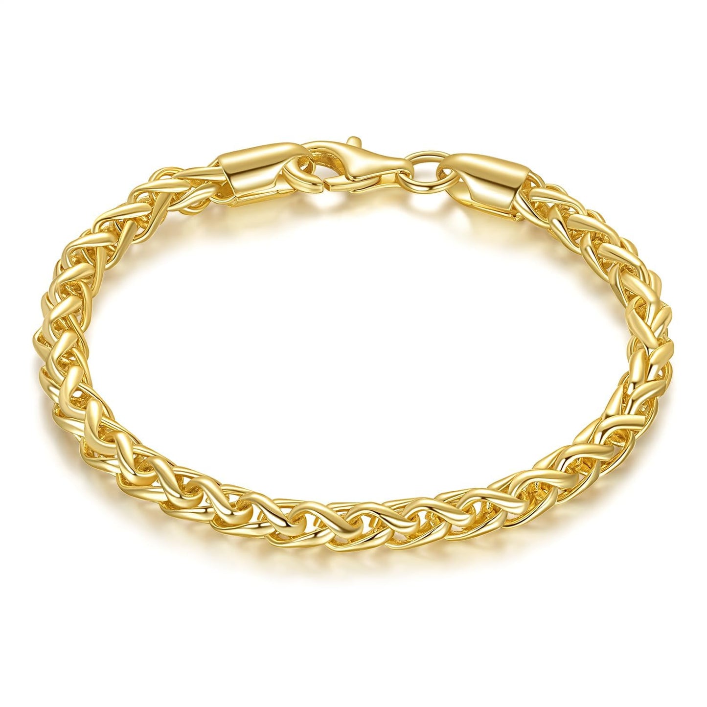 14K Gold Wheat Chain Bracelet for Women Stackable Gold Jewelry Gifts Available in Sizes 6.5-9 Inches (7.00, Inches)