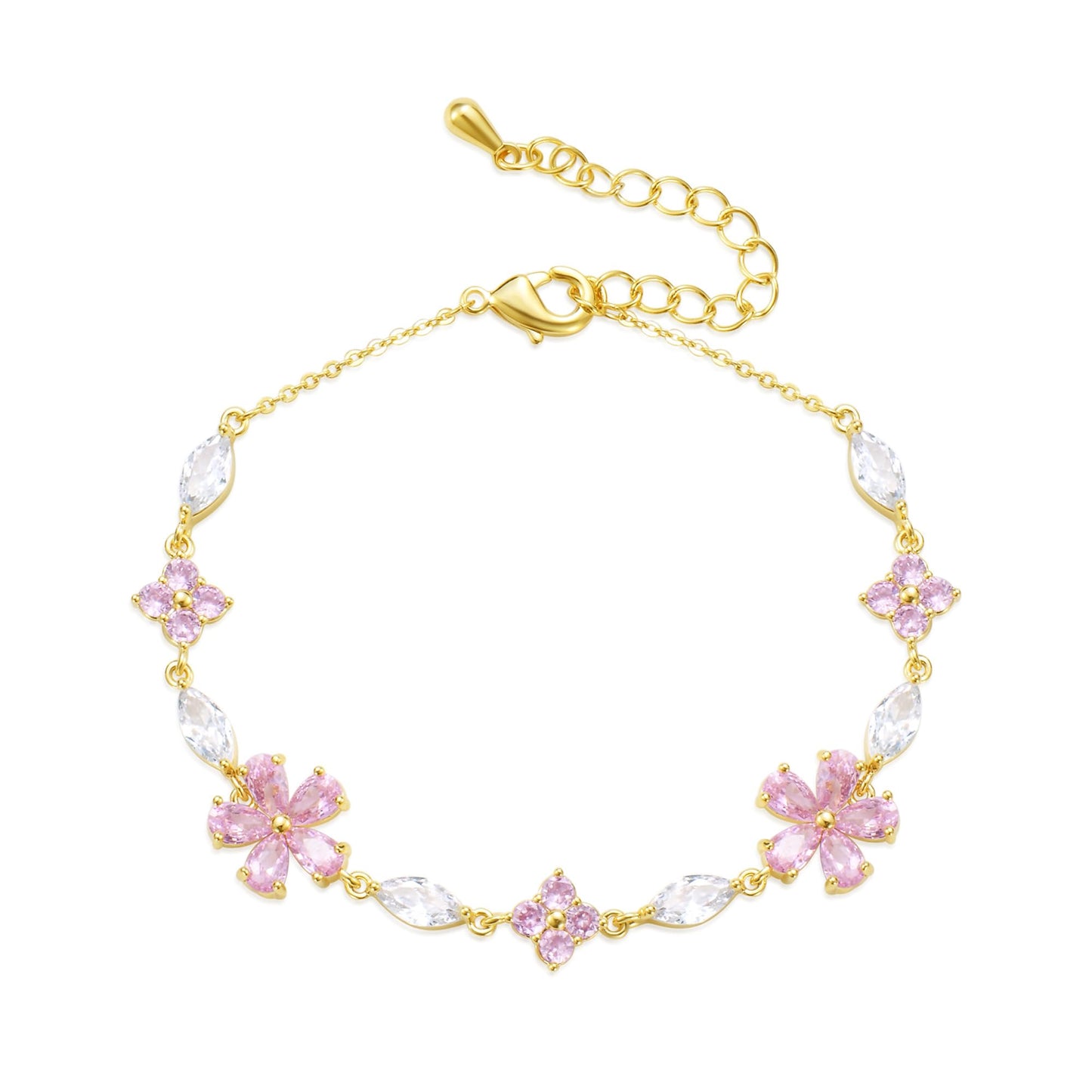 18K Gold Plated Chain Bracelet for Women and Girls,Hypoallergenic Link Bracelets as Jewelry Gifts