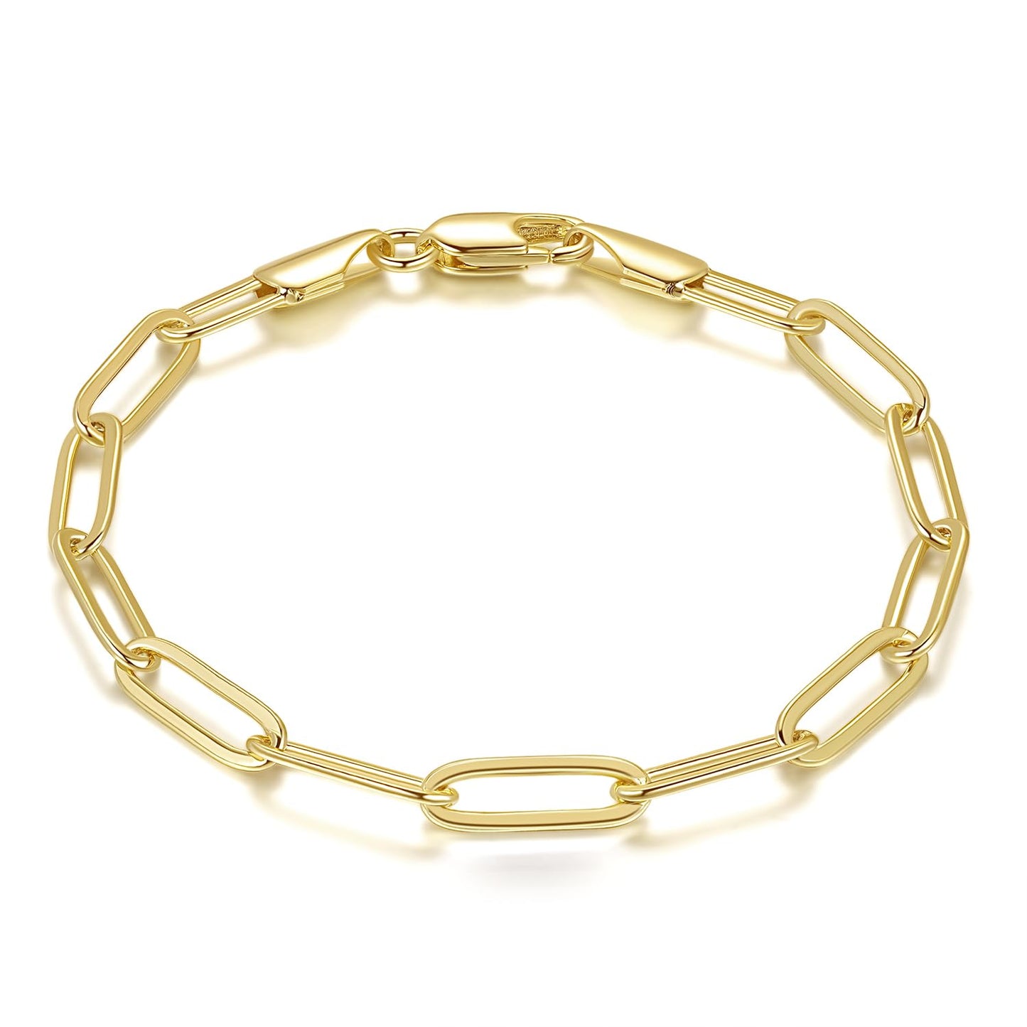 14K Gold Bracelets for Women Non Tarnish Bracelet for Men Paperclip Gold Chain Bracelets 5 Sizes 6.5in-9in Excellent for Stacking and Present