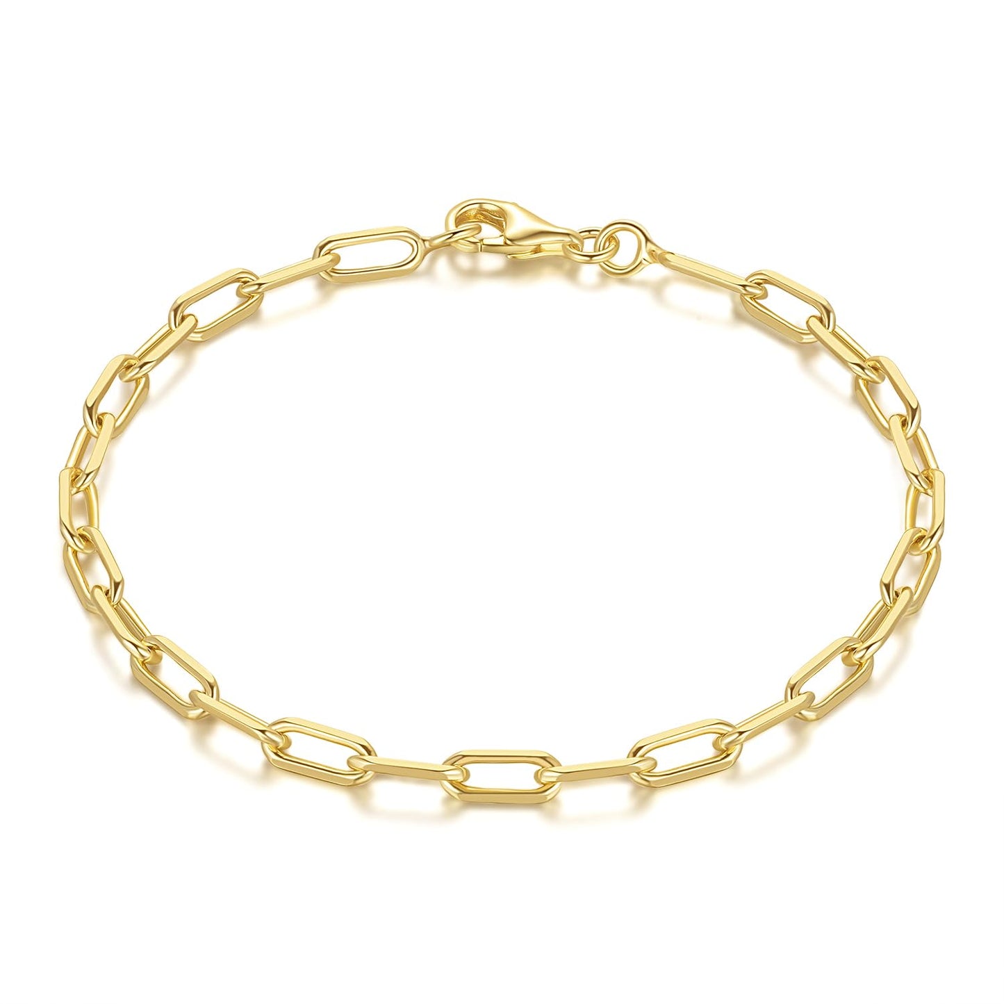14K Gold Bracelets for Women & Men Dainty Gold Paperclip Chain Bracelet for Women Cute Stackable Bracelets Jewelry 6.5 in-9 in