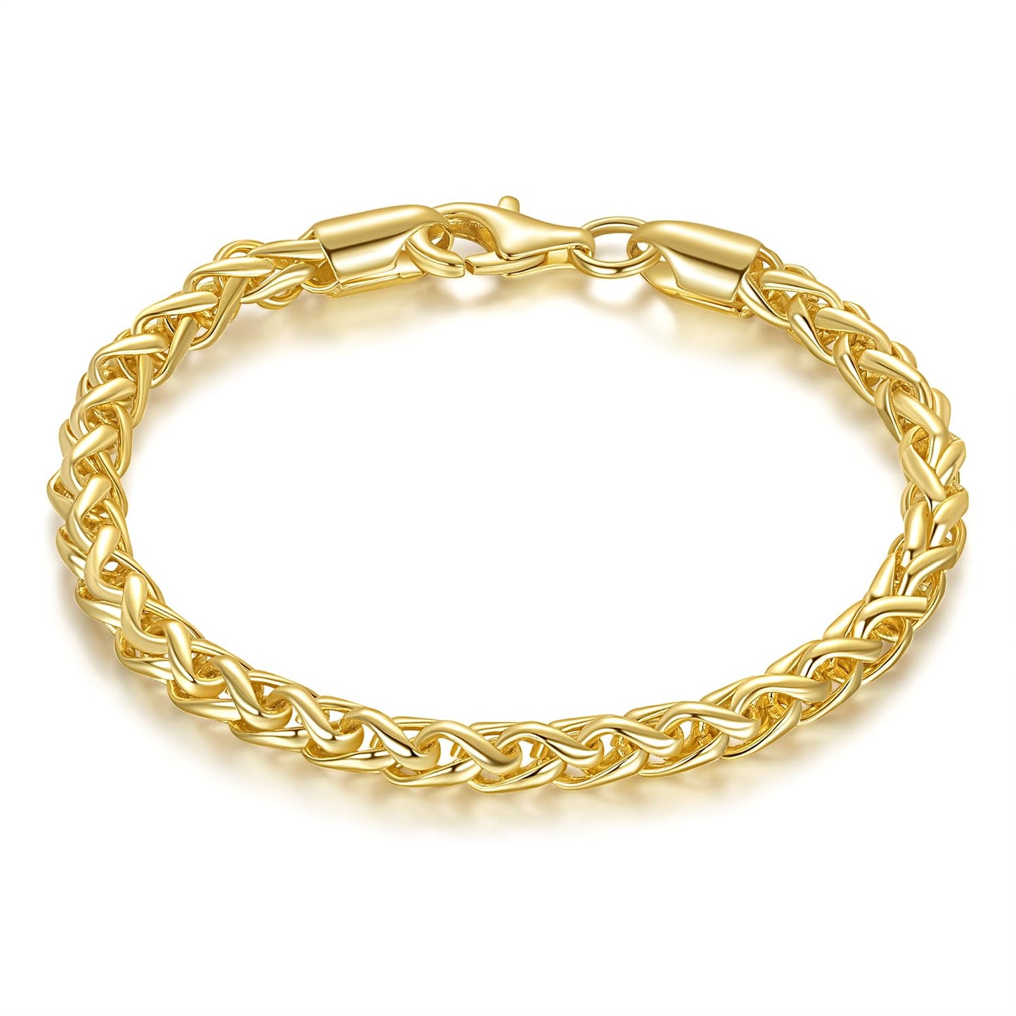 14K Gold Wheat Chain Bracelet for Women Stackable Gold Jewelry Gifts Available in Sizes 6.5-9 Inches (7.00, Inches)