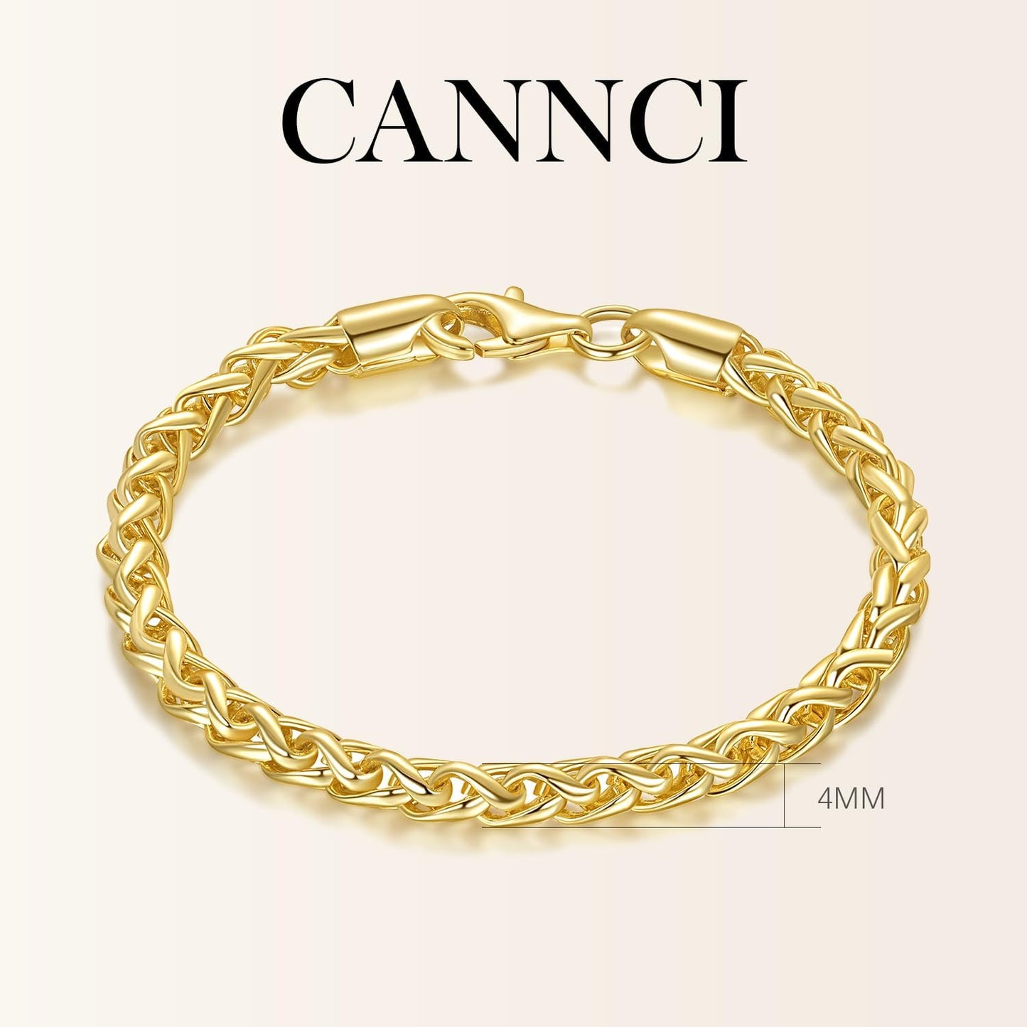 14K Gold Wheat Chain Bracelet for Women Stackable Gold Jewelry Gifts Available in Sizes 6.5-9 Inches (7.00, Inches)