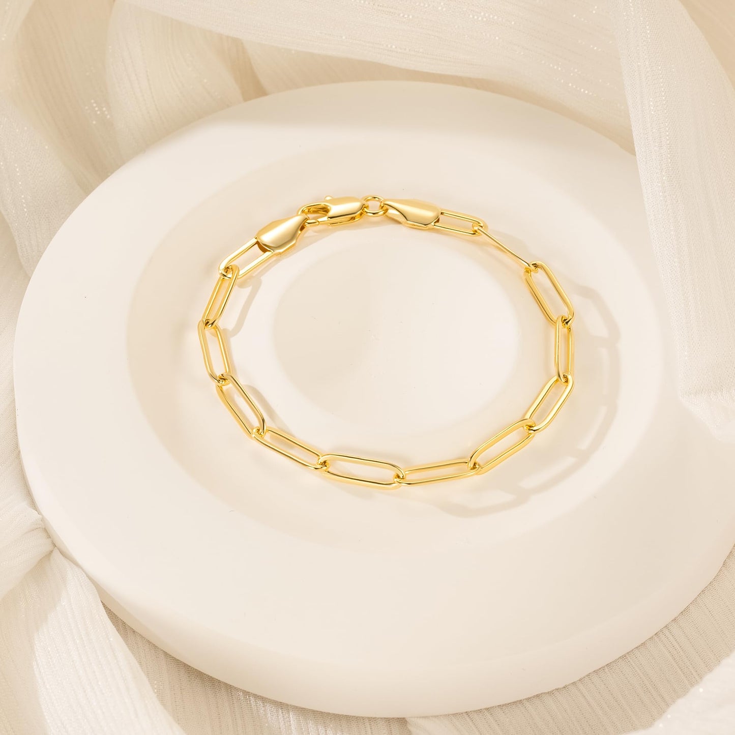 14K Gold Bracelets for Women Non Tarnish Bracelet for Men Paperclip Gold Chain Bracelets 5 Sizes 6.5in-9in Excellent for Stacking and Present