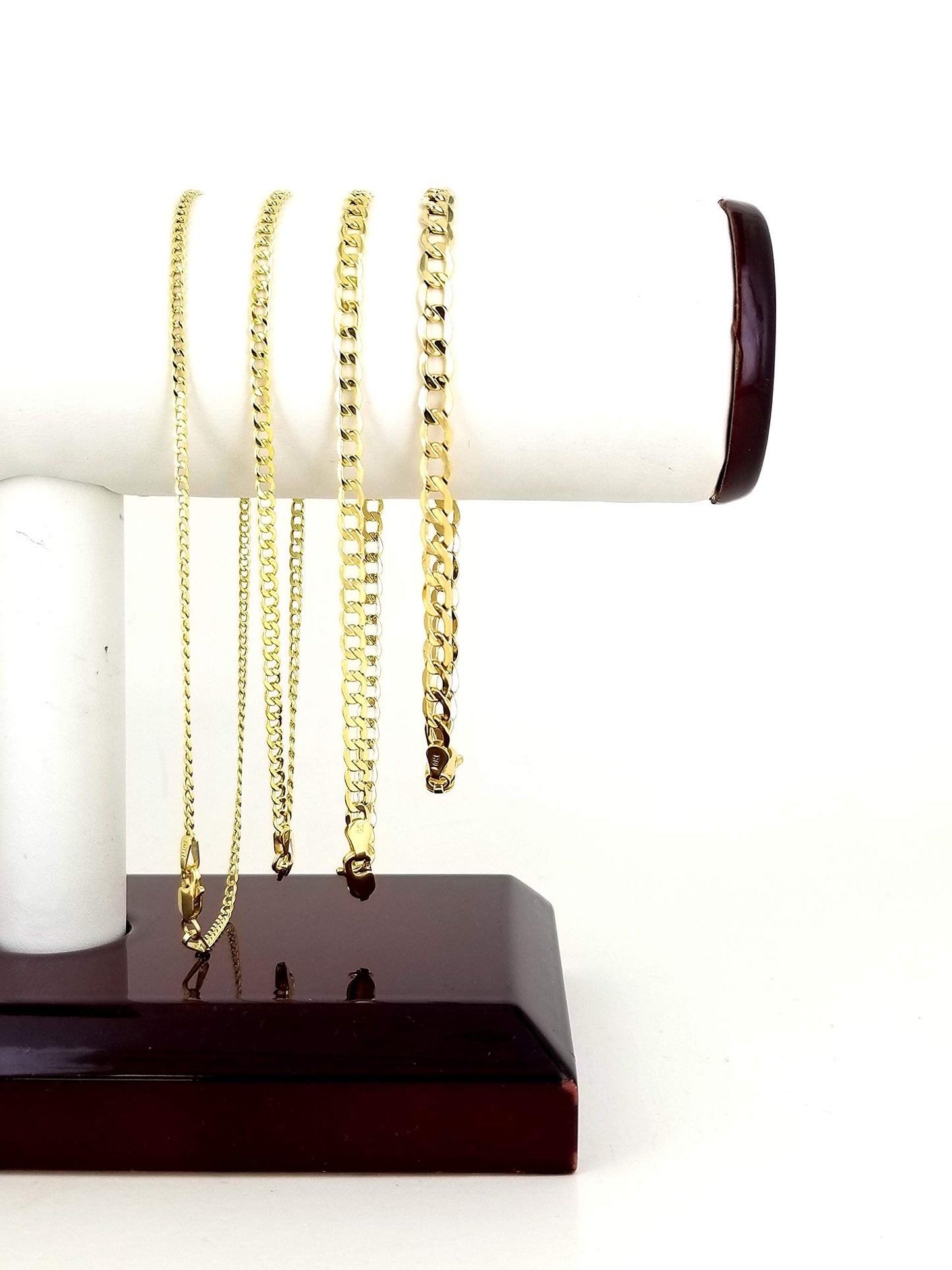 3.5mm Real 10K Gold Hollow Curb Cuban Link Bracelet Anklet For Men and Women