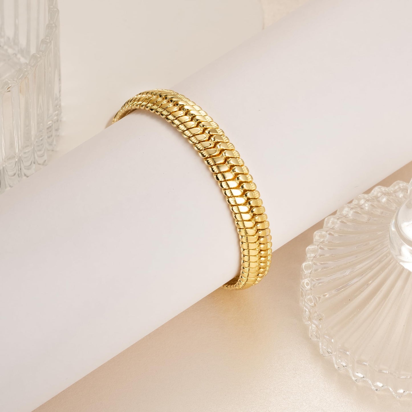 14K Gold Bracelets for Women Non Tarnish Men Bracelet Snake Chain Bracelet Sleek Gold Bracelets for Men Gold Jewelry Gifts 7/7.5/8/8.5 inches