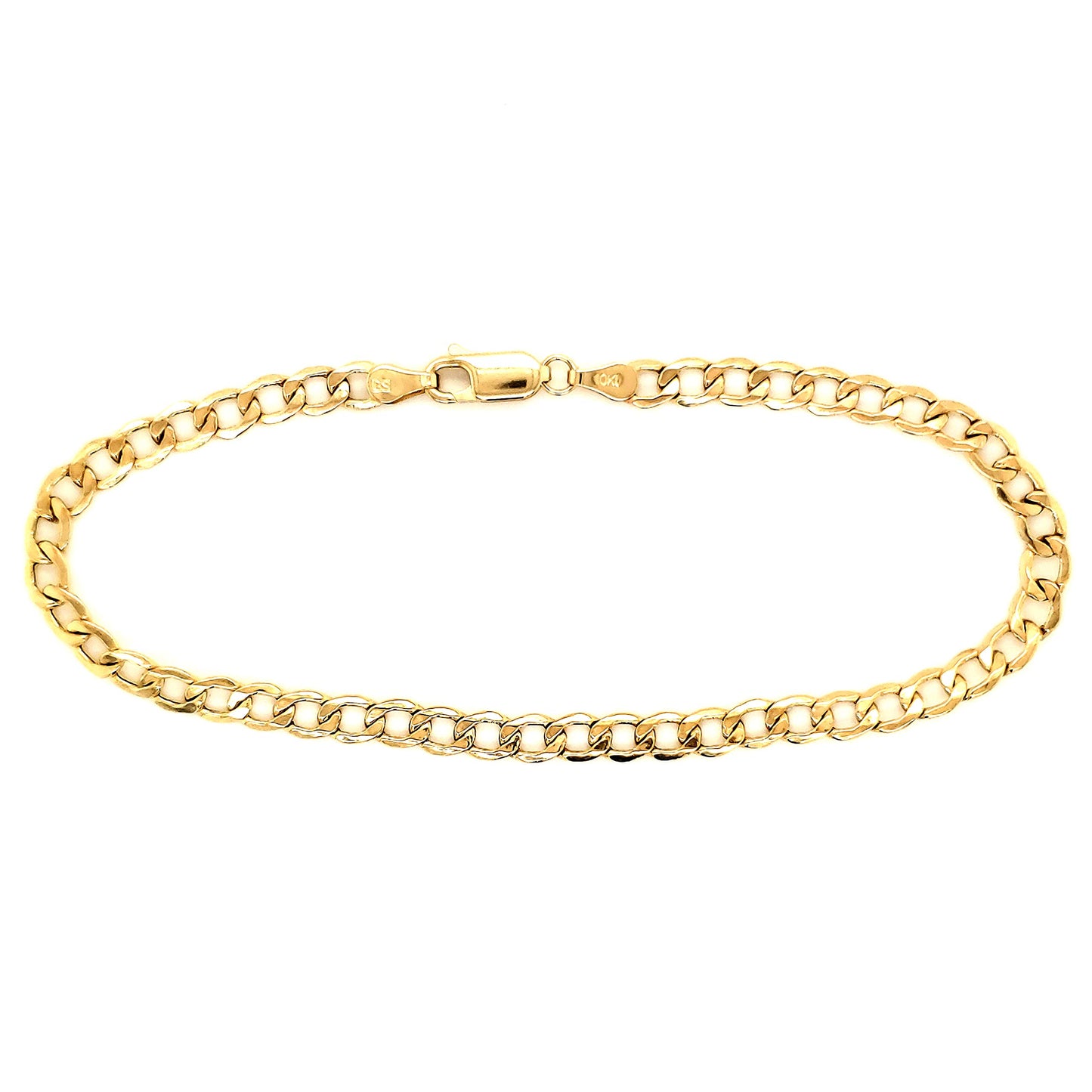 3.5mm Real 10K Gold Hollow Curb Cuban Link Bracelet Anklet For Men and Women