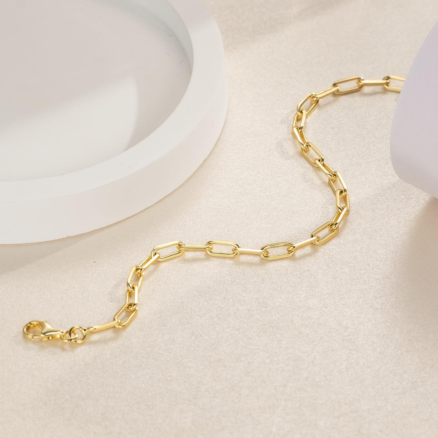 14K Gold Bracelets for Women & Men Dainty Gold Paperclip Chain Bracelet for Women Cute Stackable Bracelets Jewelry 6.5 in-9 in