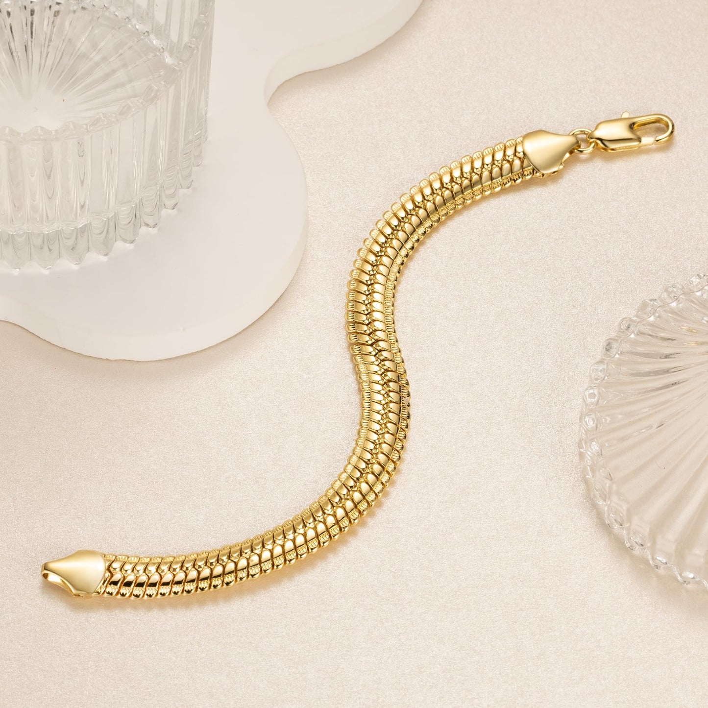 14K Gold Bracelets for Women Non Tarnish Men Bracelet Snake Chain Bracelet Sleek Gold Bracelets for Men Gold Jewelry Gifts 7/7.5/8/8.5 inches